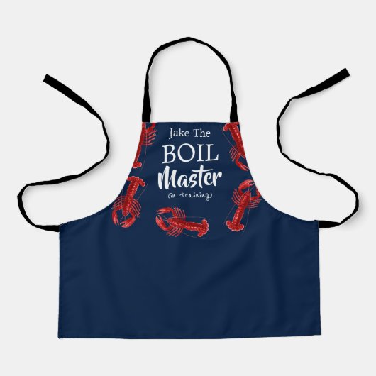 Tablier Funny Crawfish Boil Master en formation Bleu foncé (Recto)