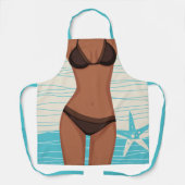 Tablier Funny Dark Tan Bikini GIrl (Recto)