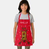Tablier Funny Deer Red Stars Dessin Christmas Kids (Insitu)