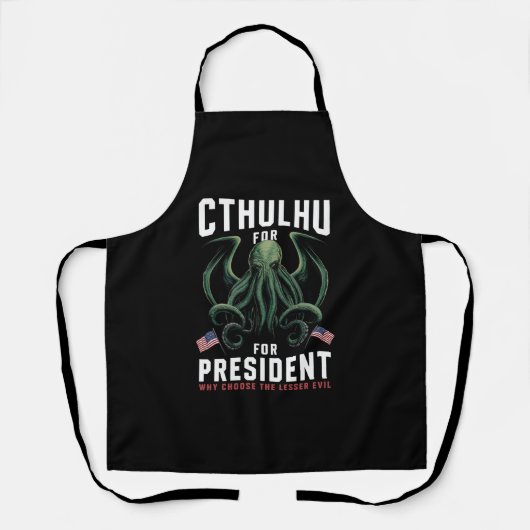 Tablier Funny Elections 2024 Cthulhu pour le président (Recto)
