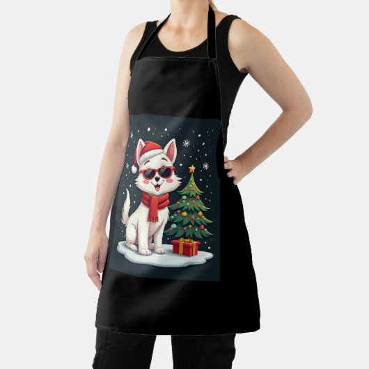 Tablier Funny Festive Lunettes de soleil Chien avec arbre (Insitu)