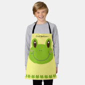 Tablier Funny Frog Animal vert avec nom enfant (Porté)