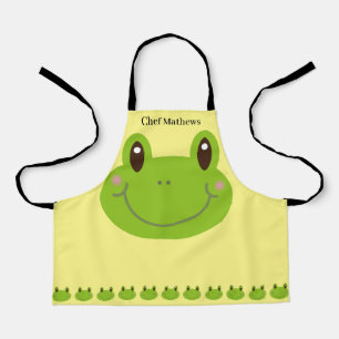 Tablier Funny Frog Animal vert avec nom enfant