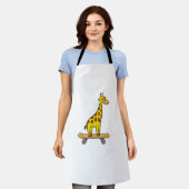 Tablier Funny Giraffe Lover Giraffe Skateboard (Porté)