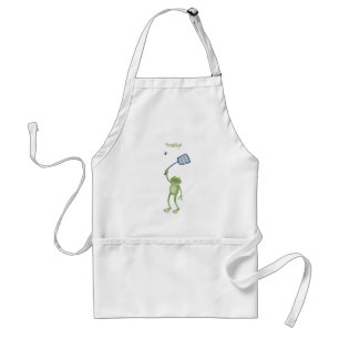 Tablier Funny green frog swatting fly cartoon