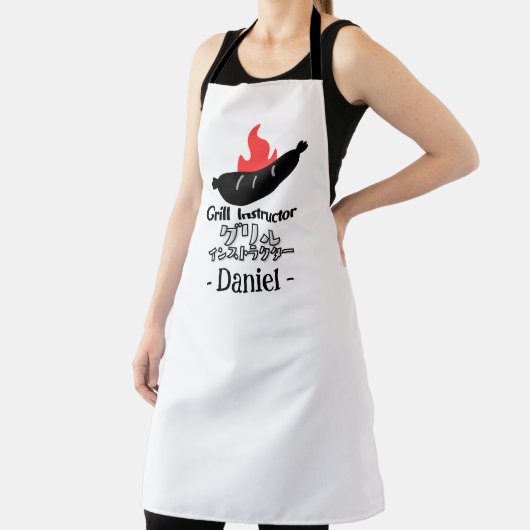 Tablier Funny Grill Instructor BBQ Sausage Bold Black (Insitu)