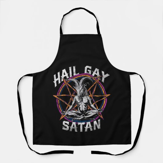 Tablier Funny Hail Gay Satan LGBT Goth Gay pride Baphomet (Recto)