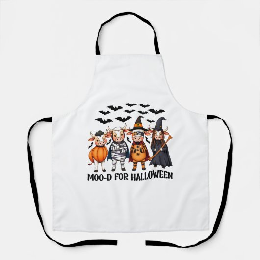 Tablier Funny Highland Cow Moo-d pour Halloween (Recto)