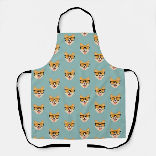Tablier Funny Hipster Corgi Motif (Recto)
