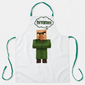 Tablier Funny Minecraft Villager Apron - Pixel Art "Hrmmm" (Recto)