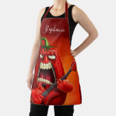 Tablier Funny Monster Red Bell Pepper Rocker Guitare (Insitu)