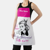 Tablier Funny Pink Retro Bunco Queen Monogram Apron (Insitu)