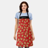 Tablier Funny Pizza Slices Motif alimentaire avec nom de m (Porté)
