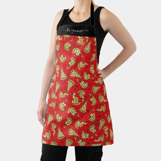 Tablier Funny Pizza Slices Motif alimentaire avec nom de m (Insitu)