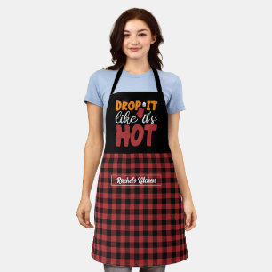 Tablier Funny Pun de cuisson Jetez-le Motif rouge noir