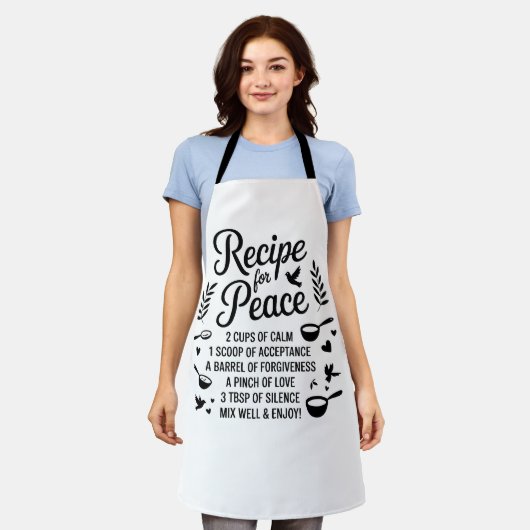 Tablier Funny Recipe Quote Kitchen Calm, Acceptance & Love (Porté)