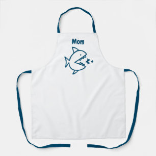 Tablier Funny Shark Mom Blue White Cuisine personnalisée