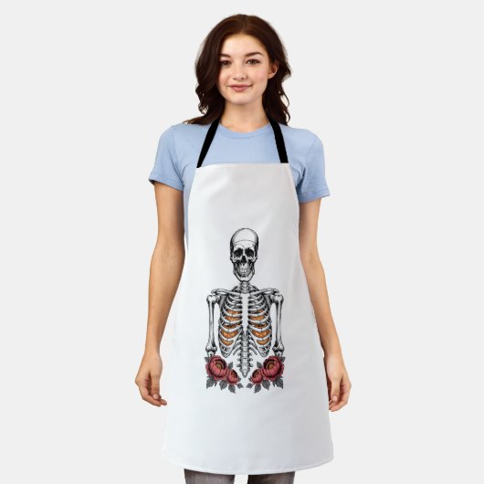 Tablier Funny Skeleton Citrouille Fall (Porté)