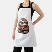 Tablier Funny Sloth mangeant Pizza, Kawaii Amoureux des an (Insitu)