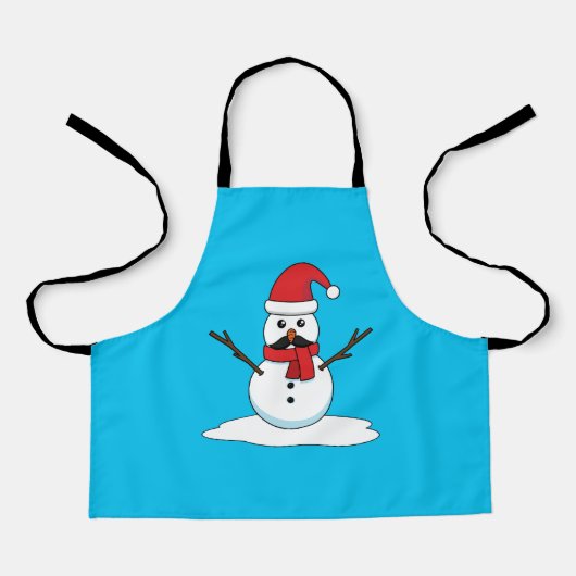 Tablier Funny Snowman avec Moustache et carotte (Recto)