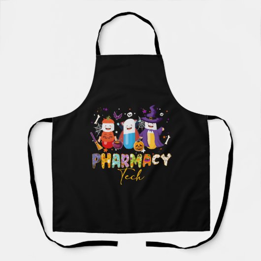 Tablier Funny Technicien en pharmacie Pharmacien Halloween (Recto)