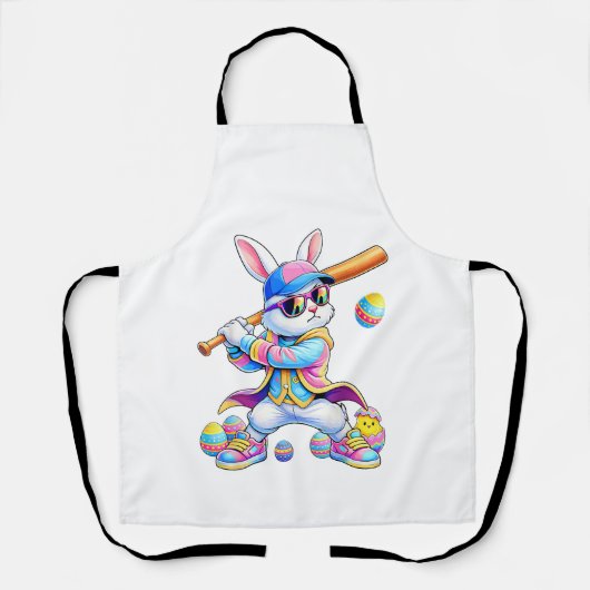 Tablier Funny Tie Dye Rabbit Baseball Easter Bunny Men Boy (Recto)