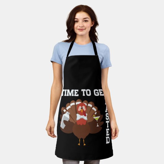 Tablier Funny Turkey Time To Get Basted Thanksgiving (Porté)