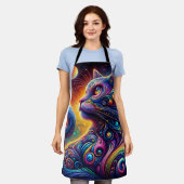 Tablier Galaxie mystique spirale Chat arc-en-ciel (Porté)