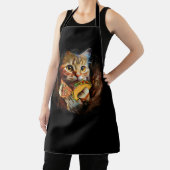 Tablier Galaxy Cat Funny Space Cat Eat Pizza et Taco Taco (Insitu)