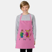 Tablier garçon-fille-main-dans-main-enfants-école (Porté)