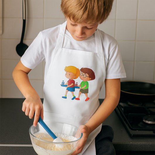 Tablier Garçons adorables transportant des plateaux alimen
