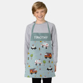 Tablier Garçons Cute Blue Transport Motif Enfants (Porté)