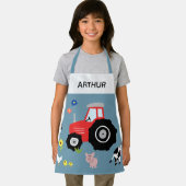 Tablier Garçons Cute Moderne Ferme Animaux Tracteur & Nom  (Insitu)