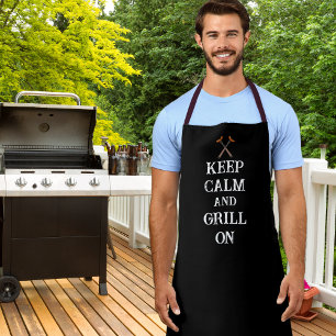Tablier Gardez votre calme et faites griller sur noir en d