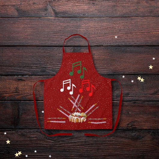 Tablier Gâteau à tambour, bâtons de biscuits et notes de m