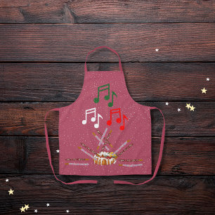 Tablier Gâteau de tambour, bâtons de biscuits et notes de