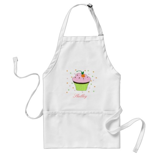 Tablier Gâteau rose avec nom (Devant)