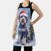 Tablier Géant Schnauzer Clôture de fer enneigée Père Noël (Insitu)