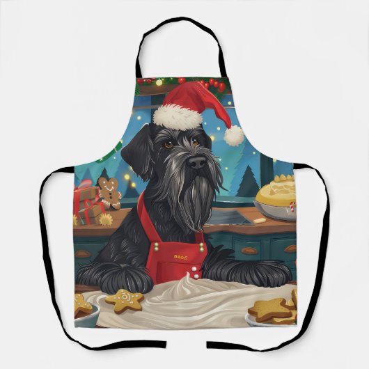 Tablier Géant Schnauzer Gourmande : Noël Festif (Recto)