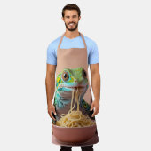 Tablier Gecko Drôle Manger Spaghetti (Porté)