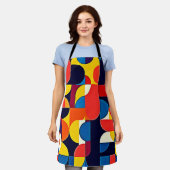 Tablier Géométrie d'art en blocs de couleurs rétro (Porté)