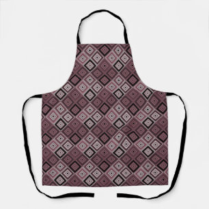 Tablier Géométrie patchwork ethnique marron bordeaux 