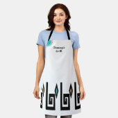 Tablier géométrique blanc et turquoise de style az (Porté)