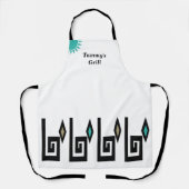 Tablier géométrique blanc et turquoise de style az (Recto)