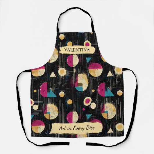 Tablier géométrique rétro Abstrait avec nom person (Recto)