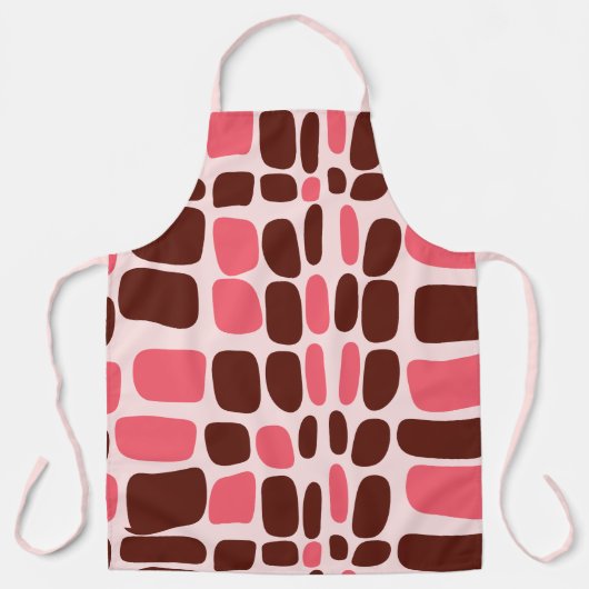 Tablier géométrique rose et chocolat Retro Mod (Recto)