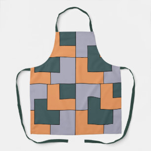 Tablier Géométrique violet vert orange Carrés géométriques