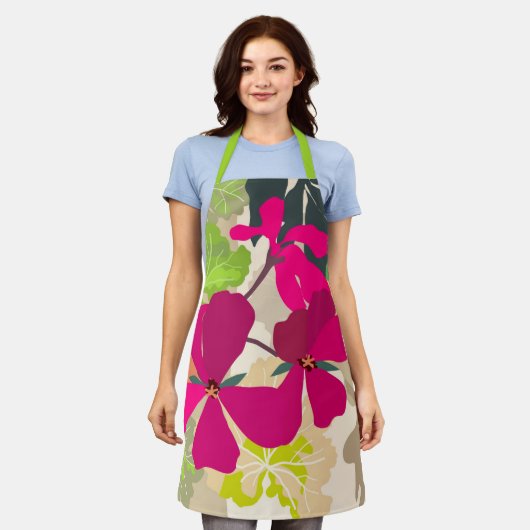 Tablier Geraniums fleuris Gras Floriste moderne (Porté)