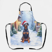 Tablier German Pinscher Snowy Courtyard Santa Hat (Recto)