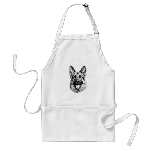 Tablier German Shepherd Drawing Portrait Apron | Dog Lover (Devant)